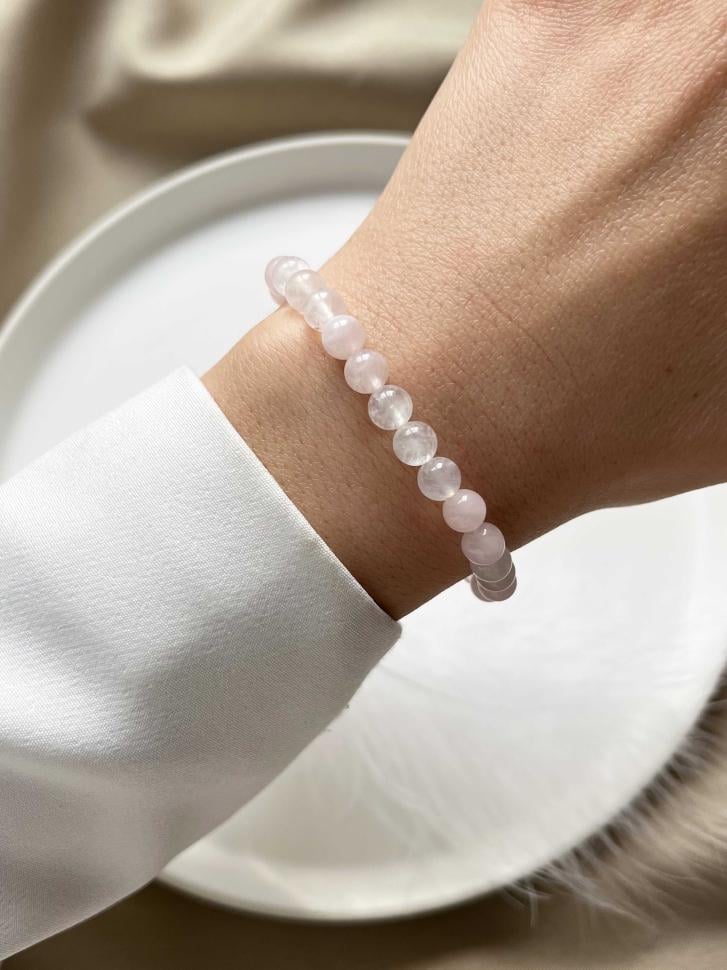 Браслет з місячного каменю та рожевого кварцу (4822)