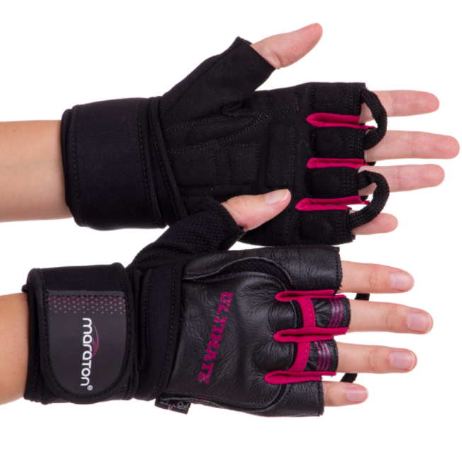 Перчатки для тяжелой атлетики Maraton 161104 L Черно-розовый (JO000005)