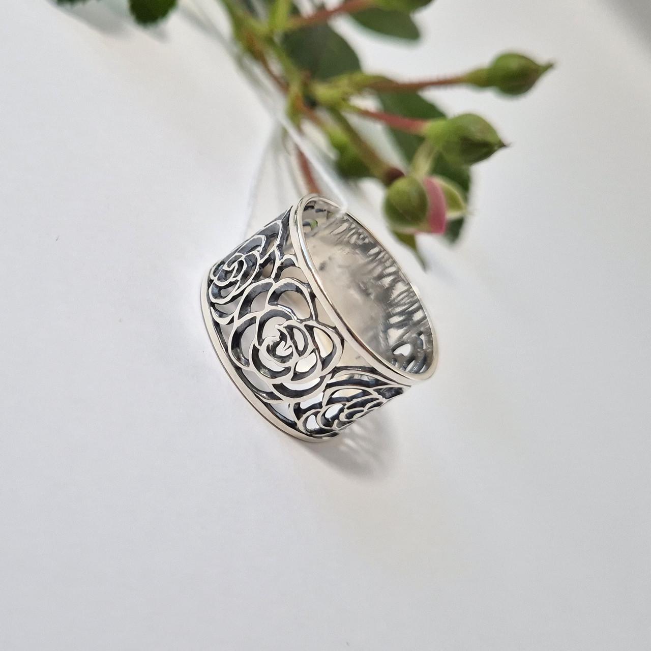 Каблучка широка без каменів розалія чорнене срібло 925 проби 5,01 г р. 18,5 (1475к) - фото 2 Каблучка широка без каменів розалія чорнене срібло 925 проби 5,01 г р. 18,5 (1475к) - фото 2