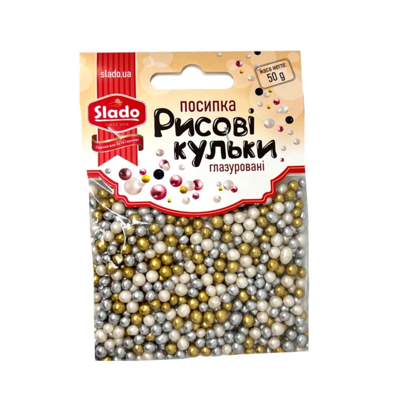 Посыпка рисовая Slado Микс 50 г Золотой/Белый/Серебряный (1994024905)