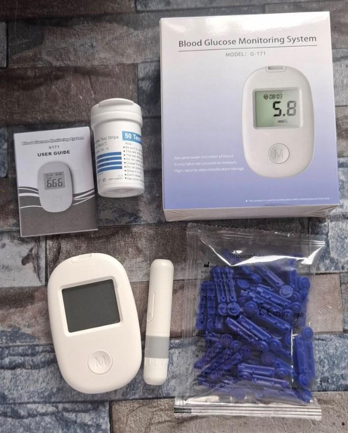 Глюкометр G-171 для измерения сахара в крови с подсветкой экрана Белый (2104618670) - фото 9