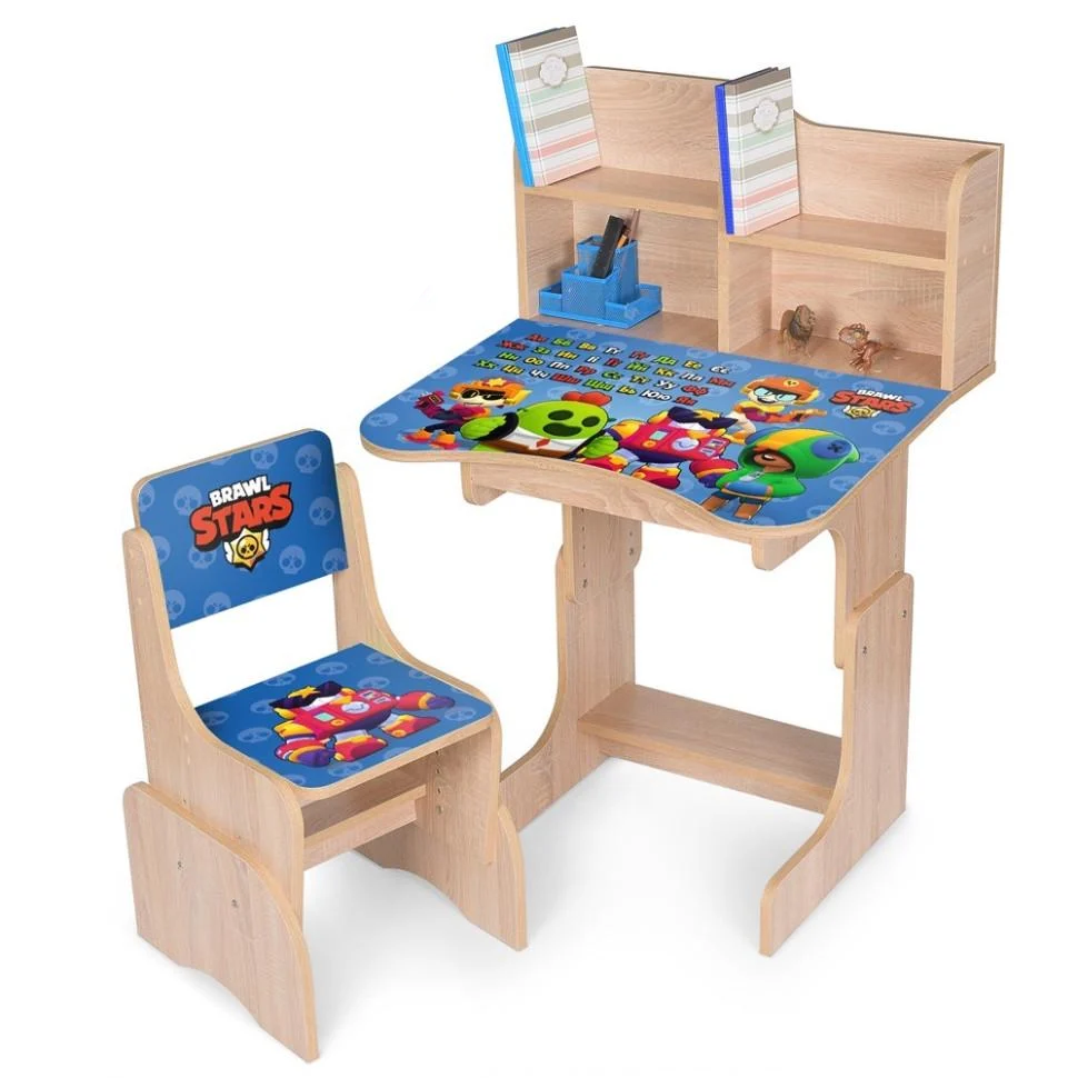 Парта-трансформер Bambi со стульчиком и надстройкой 56,5-67,5 см и ящиком с подставкой для ног Дерево (KL-154-R-98)