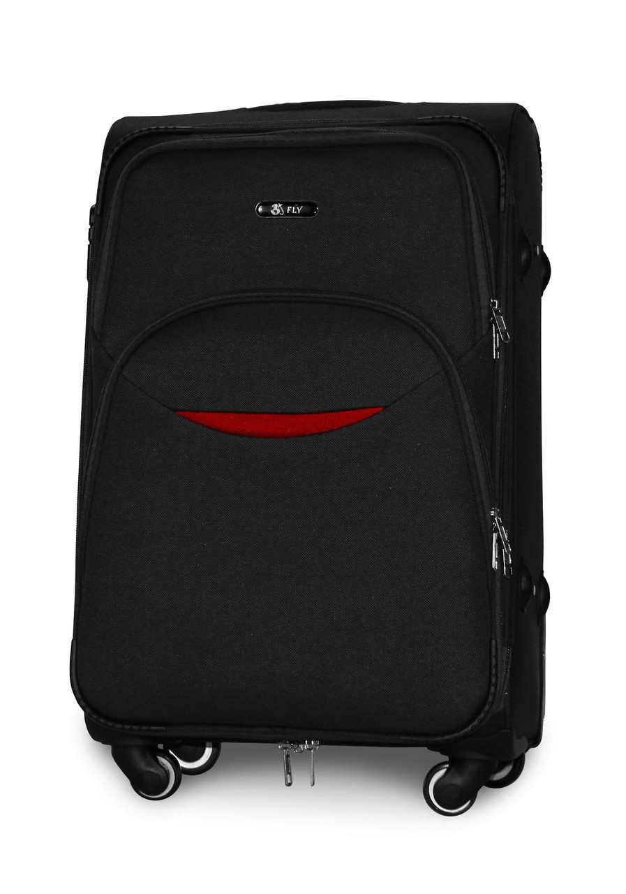 Чемодан тканевый Fly 1708 средний на 4 колесах 64х43х27 см 60 л Черный