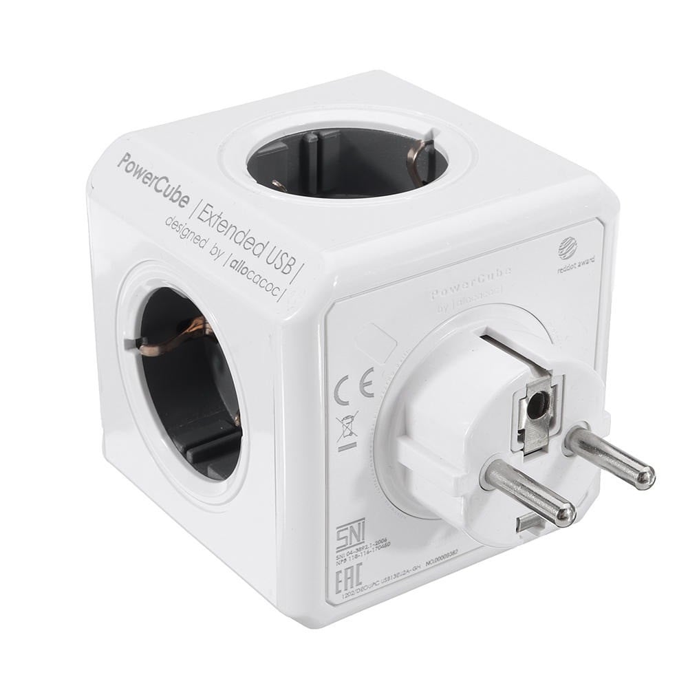 ᐉ Разветвитель 4 розетки Power Cube с USB Белый (1007608-Gray-5 ...