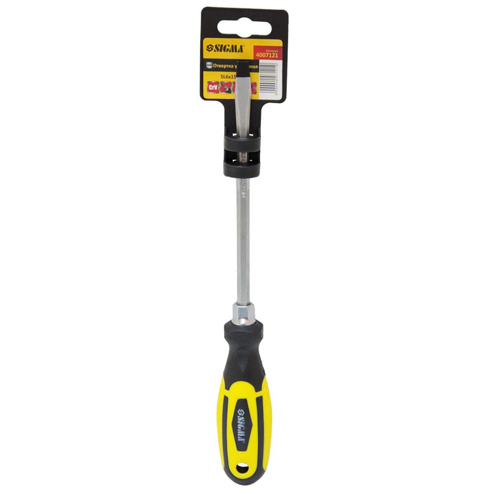 Отвертка усиленная шлицевая Sigma SL 6x150 мм под ключ CrV (4007121)