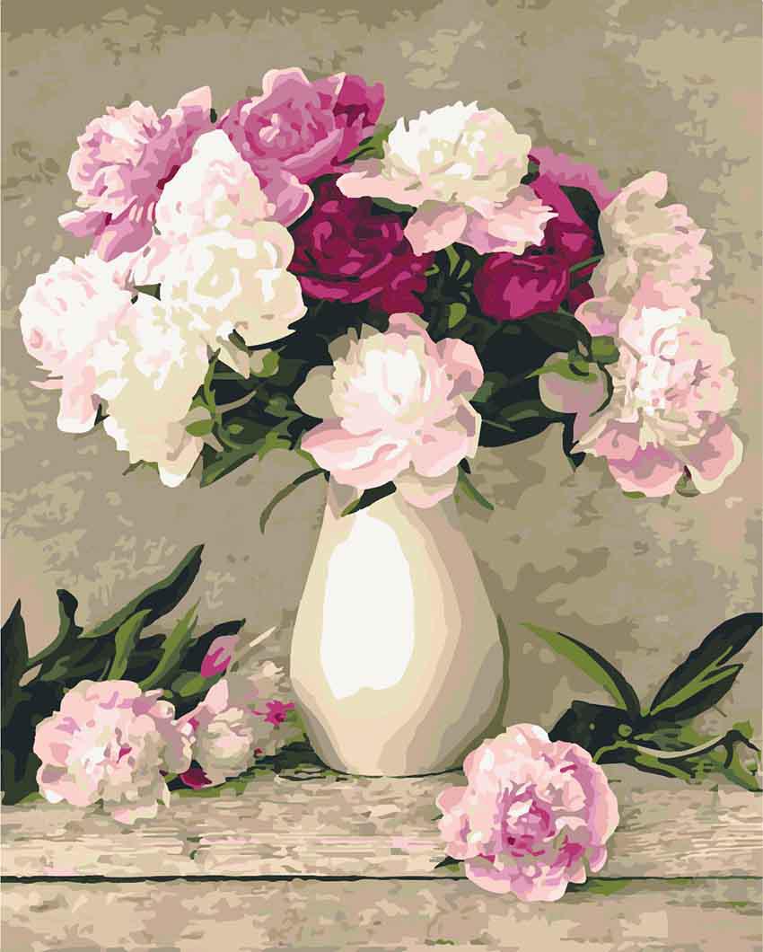 Картина за номерами Ідейка "Півонії в білій вазі" 40х50 см (KH2084)