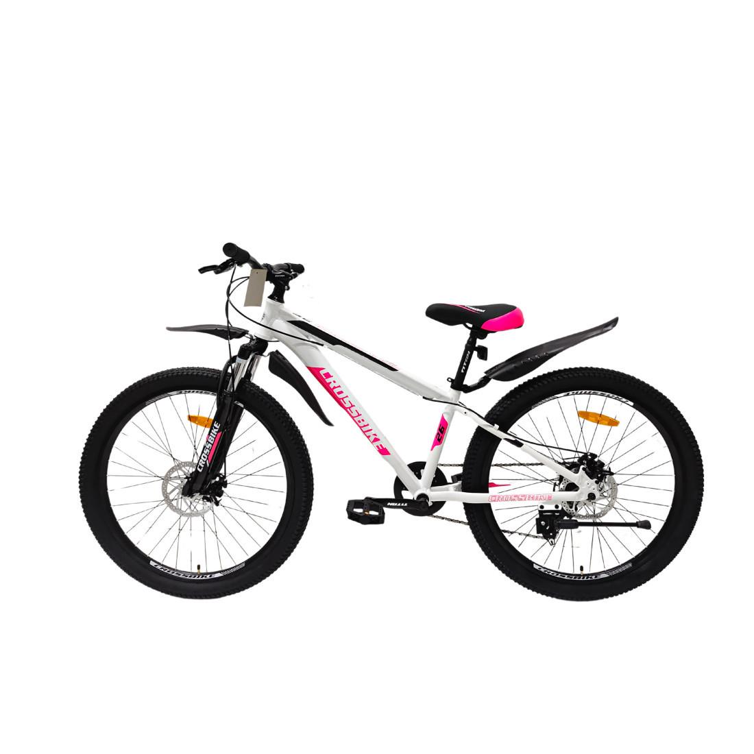 Велосипед Crossbike Dragster Susp 26"/13" Бело-розовый - фото 1 Велосипед Crossbike Dragster Susp 26"/13" Бело-розовый - фото 1