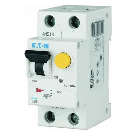 Выключатель дифференциальный автоматический Eaton PFL6-6/1N/B/003 (286428)