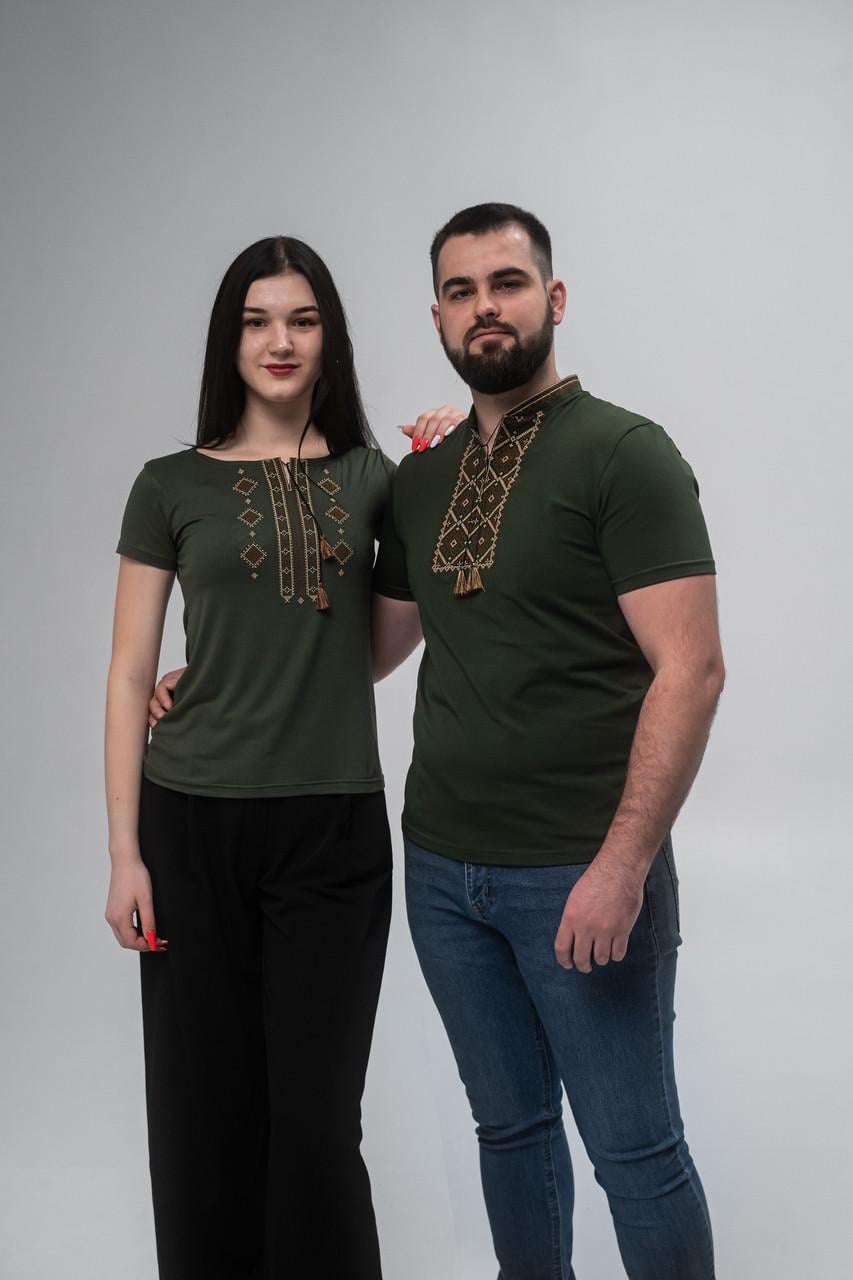 Футболки парные вышитые 2XL Зеленый