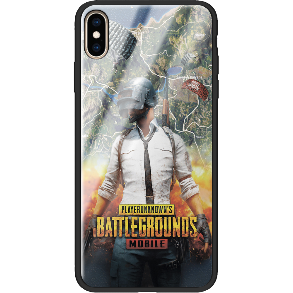 Чехол Boxface iPhone XS Max PUBG Mobile Черный силикон со стеклом (35321-up2309-37735)