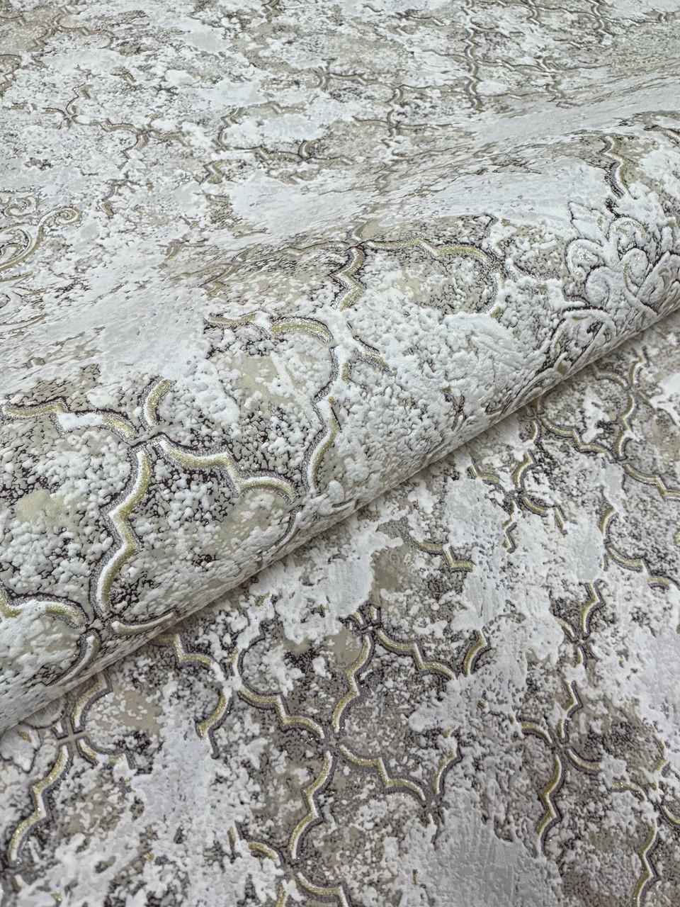 Обои виниловые на флизелиновой основе Славянские обои 10 м Серый с золотистым (3757-01)