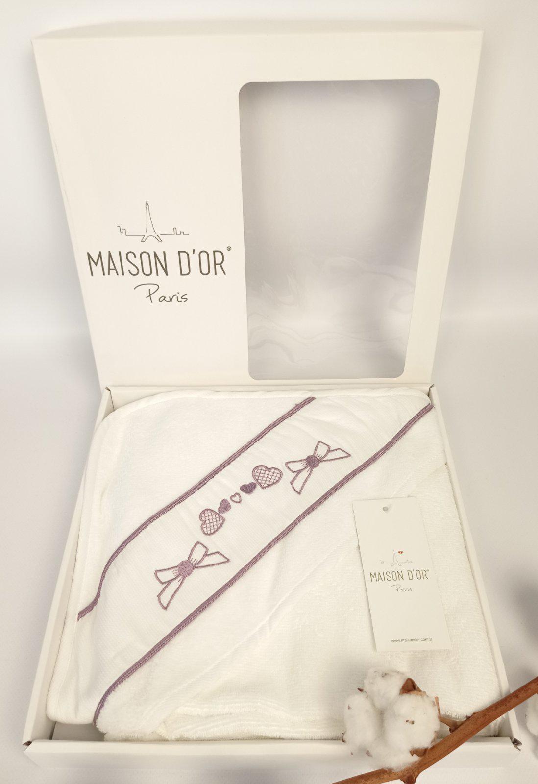 Полотенце-уголок детское Maison D'or Papillon 75x100 см White/Plum