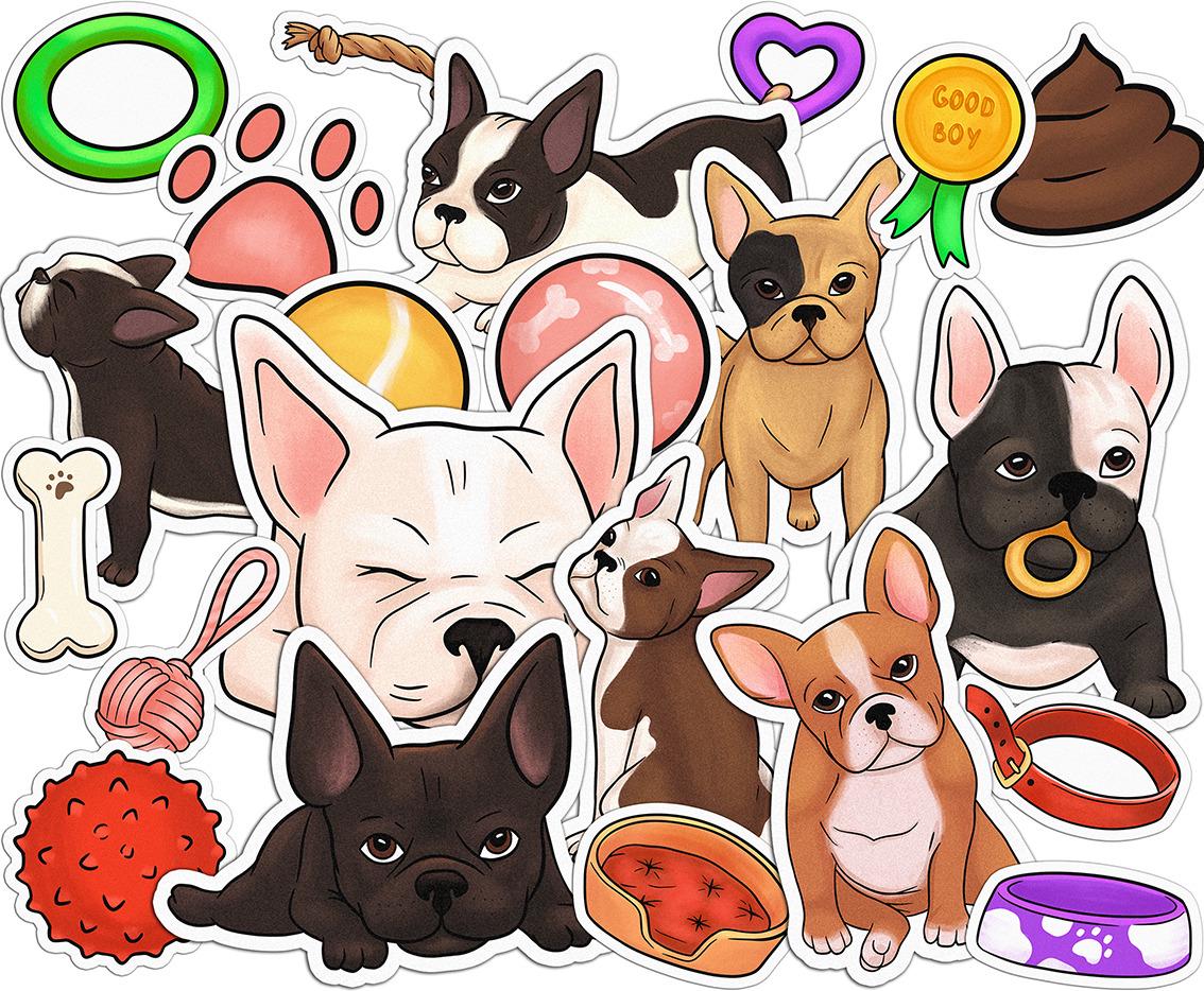 Набор стикеров Lex Altern Симпатичный французский бульдог виниловые 22 шт. - фото 2 Набор стикеров Lex Altern Симпатичный французский бульдог виниловые 22 шт. - фото 2