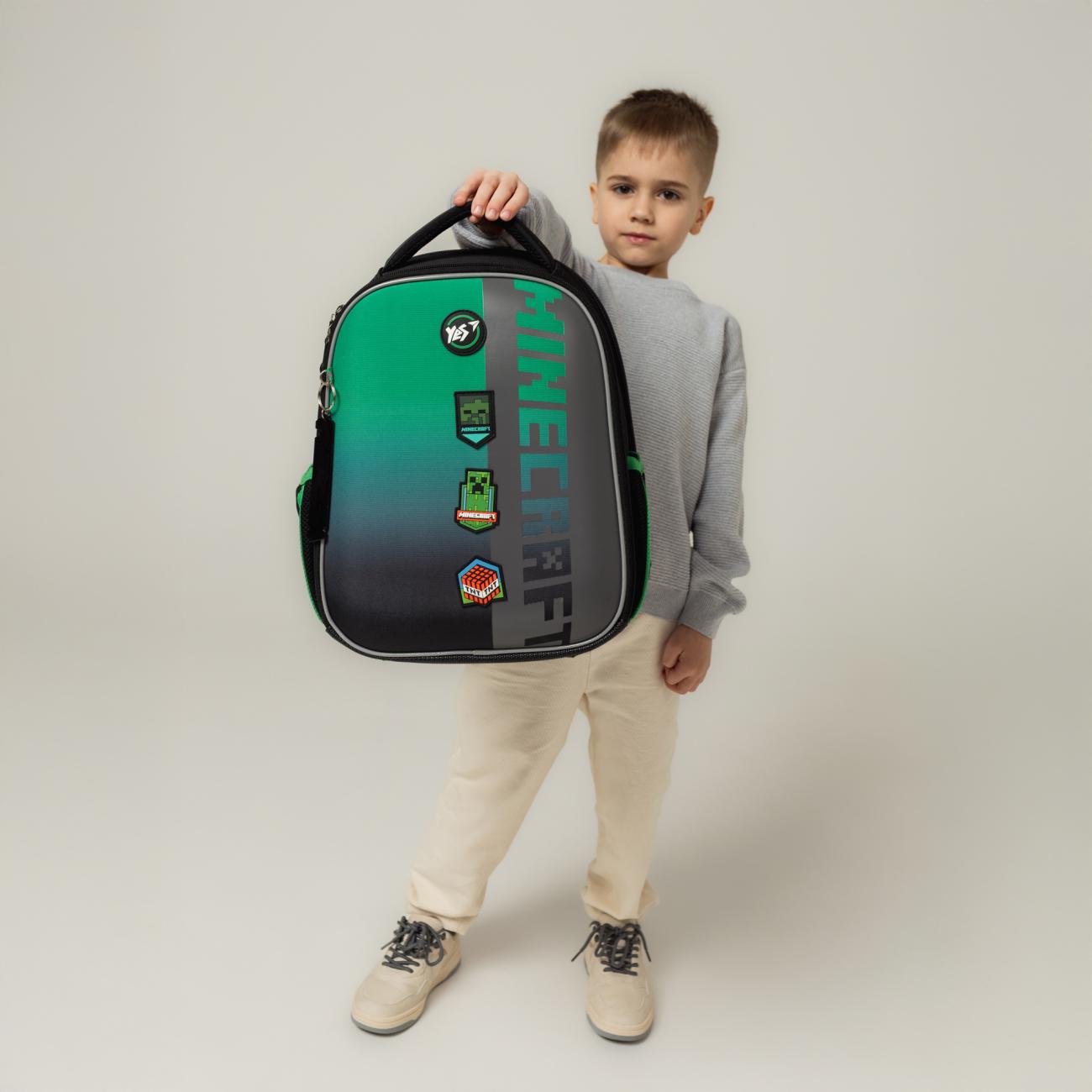 Школьный рюкзак каркасный с ортопедической спинкой YES Minecraft Icons H-100 (559861/995065) - фото 3 Школьный рюкзак каркасный с ортопедической спинкой YES Minecraft Icons H-100 (559861/995065) - фото 3