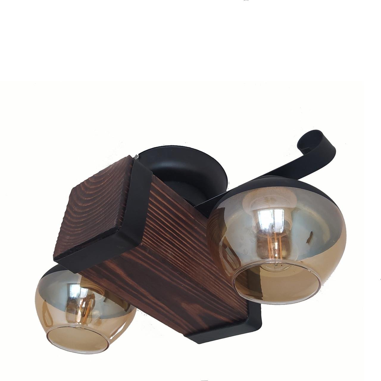 Люстра стельова дерев'яна Light House LPR-20113/2C Чорний/Коричневий (112222)