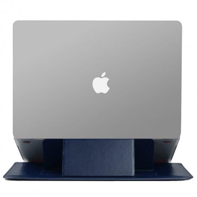 Чехол карман WIWU Slim Stand Sleeve Leather Case для MacBook New 16 Skin Pro Navy Blue - фото 2