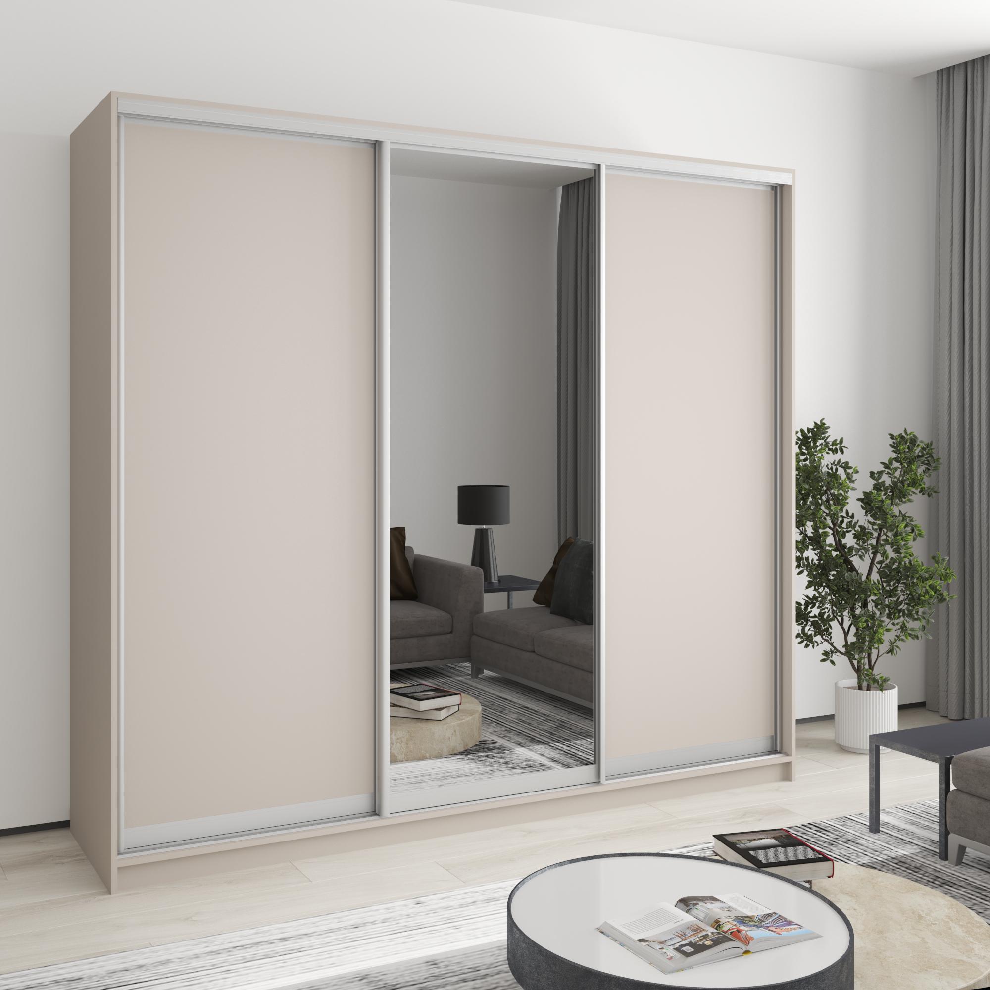 Шкаф-купе трехдверный MebelStar Комбо AL 2ДСП/Зеркало 230x60x210 см Кашемир (MBS-3363) Шкаф-купе трехдверный MebelStar Комбо AL 2ДСП/Зеркало 230x60x210 см Кашемир (MBS-3363)