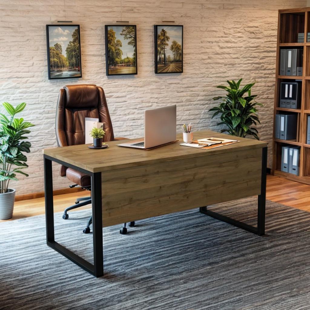 Стіл керівника Tobi Sho LOFT Gold СКГ/1 прямий стільниця 36 мм 1800х800х765 Дуб аппалачі - фото 3