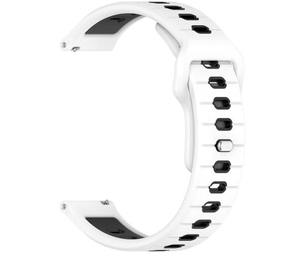 Ремешок силиконовый Sport Dual Color для Garmin Instinct Crossover 22 мм Белый с черным (49642)