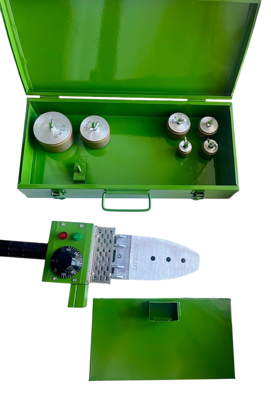 Паяльник для пластикових труб ProCraft PL1600 800 Вт насадки 20-63 мм металевий кейс (016001) - фото 3