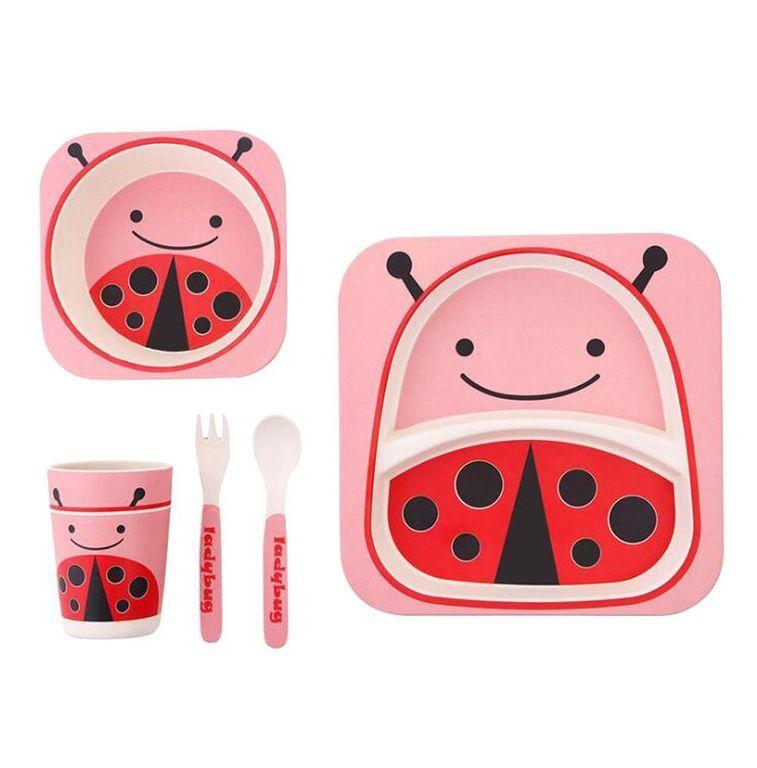 Набор детской бамбуковой посуды Stenson MH-2770-4 божья коровка 5 пр.
