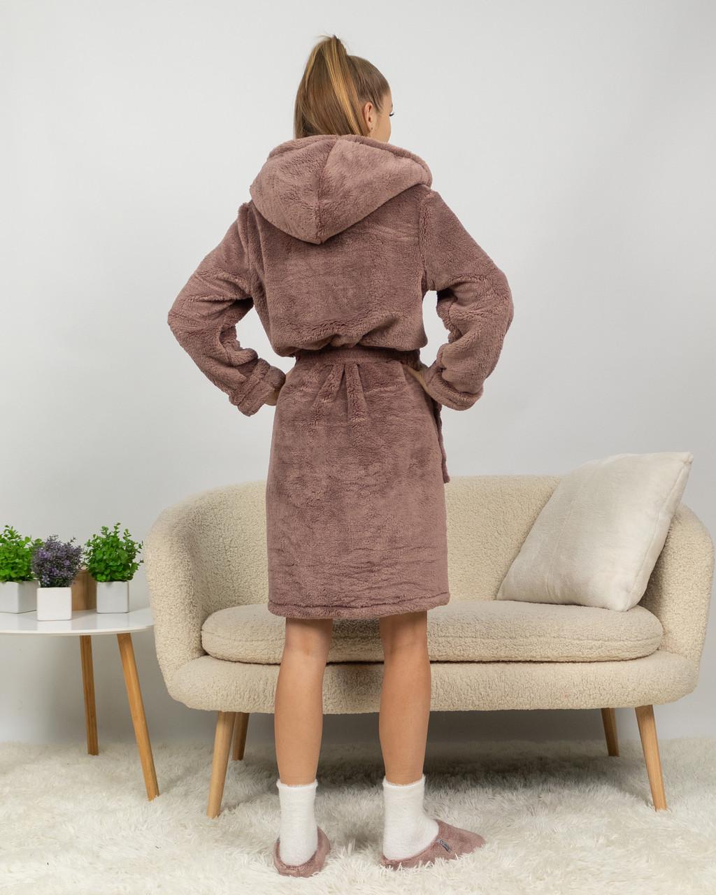 Халат женский махровый короткий M Мокко - фото 5 Халат женский махровый короткий M Мокко - фото 5