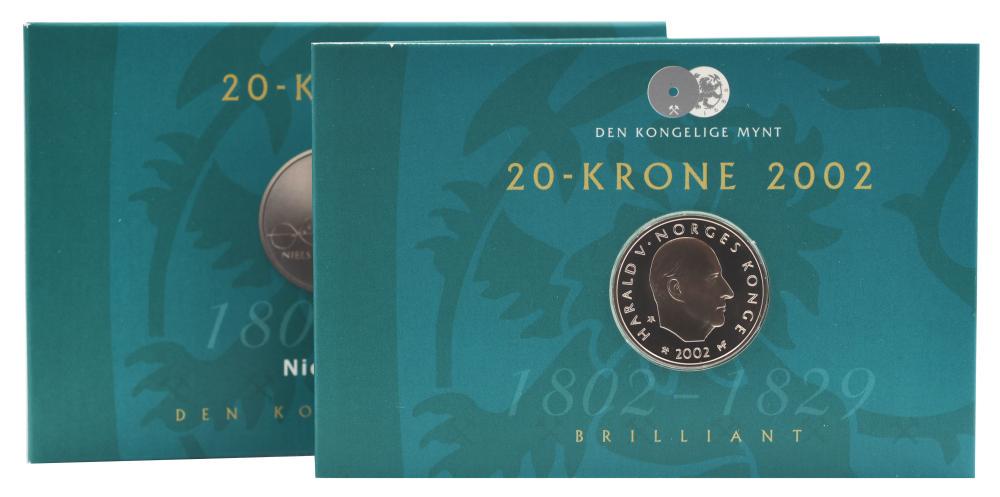 Коллекционная монета Норвегия 20 крон 2002 UNC Памятная в сувенирной упаковке (М19692)