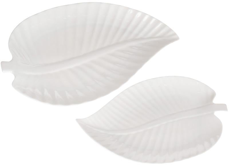 Набор из 4 фарфоровых блюд White City Лист 30,5 см Белый фарфор Набор из 4 фарфоровых блюд White City Лист 30,5 см Белый фарфор