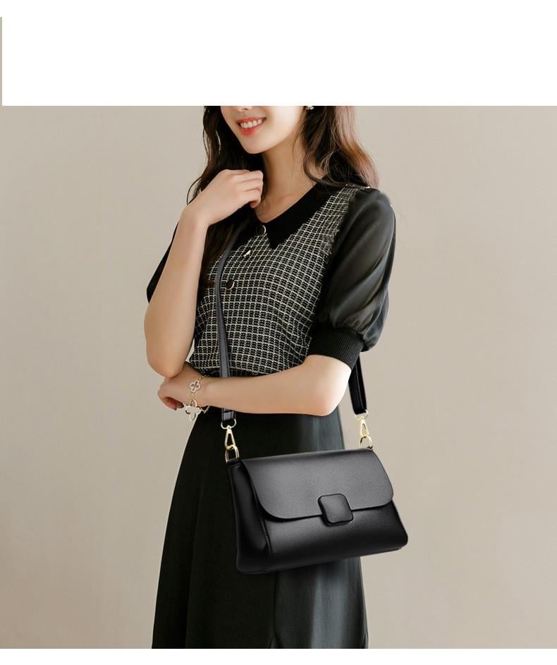 Жіноча сумка квадратна з натуральної шкіри Чорний (25250314)