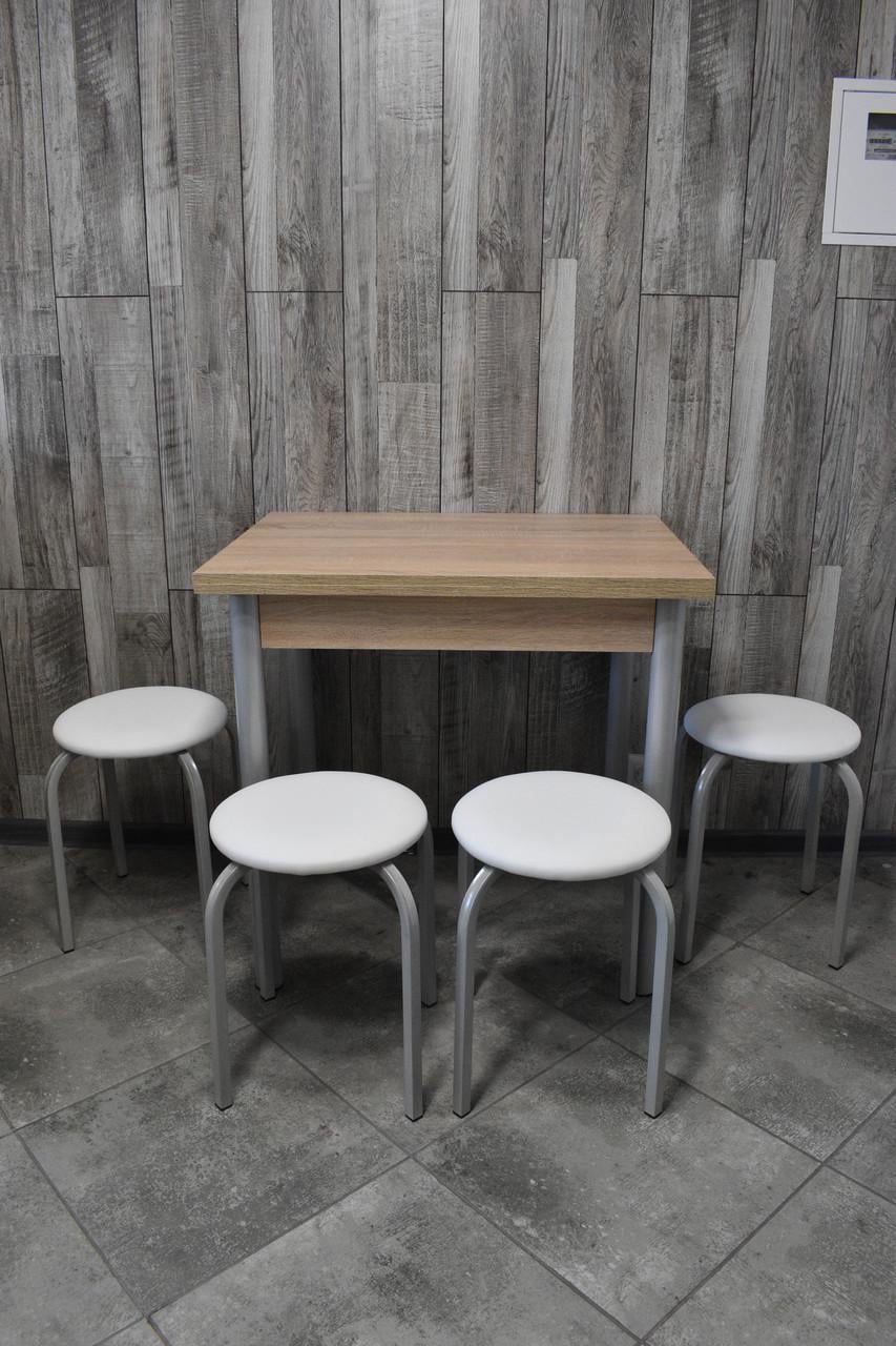 Кухонний комплект Оскар стіл розкладний/табурети 4 шт. Стандарт 60х80/80х120х75 см Сонома/Білий (28374641)