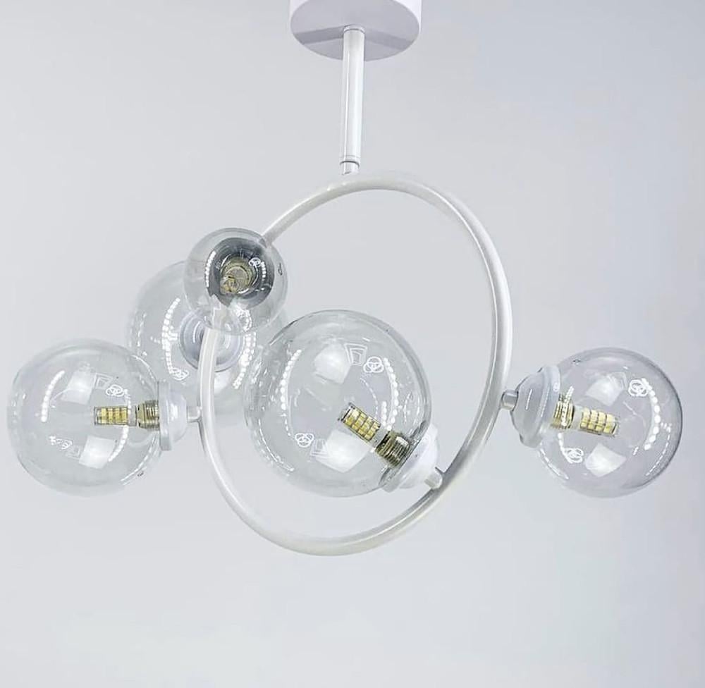 Люстра потолочная в форме кольца с 5 прозрачными плафонами Bubble Белый (H 069/5 WT) Люстра потолочная в форме кольца с 5 прозрачными плафонами Bubble Белый (H 069/5 WT)