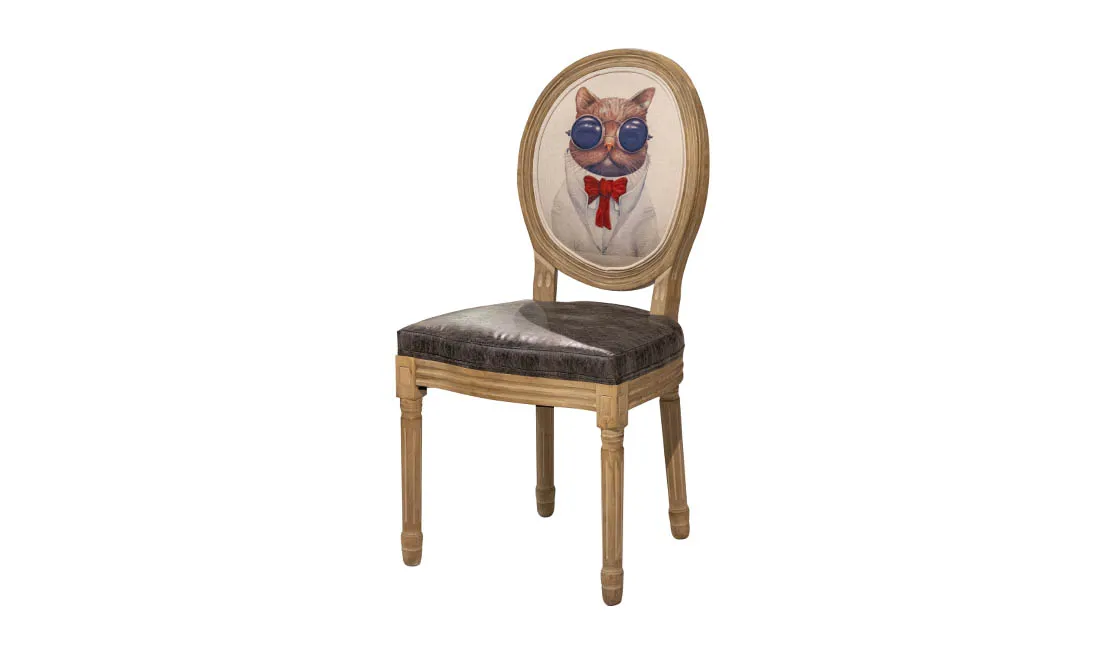 Стілець АРТ Кіт Базиліо КД гевея масив дерева екошкіра 500x555x960 мм Коричневий