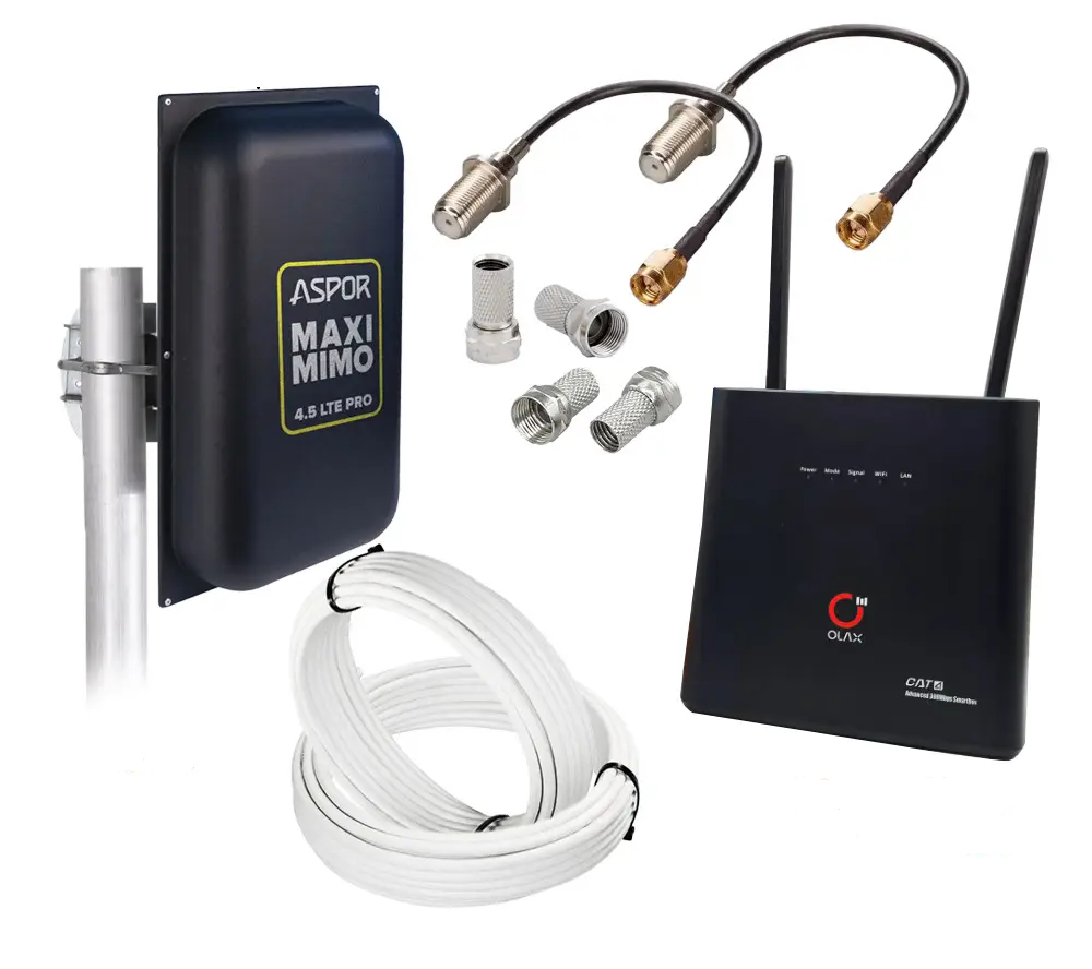 Интернет-комплект с Wi-Fi роутером Olax AX9 Pro LTE и мощной антенной Aspor Maxi MIMO 18 dBi (2052470987)