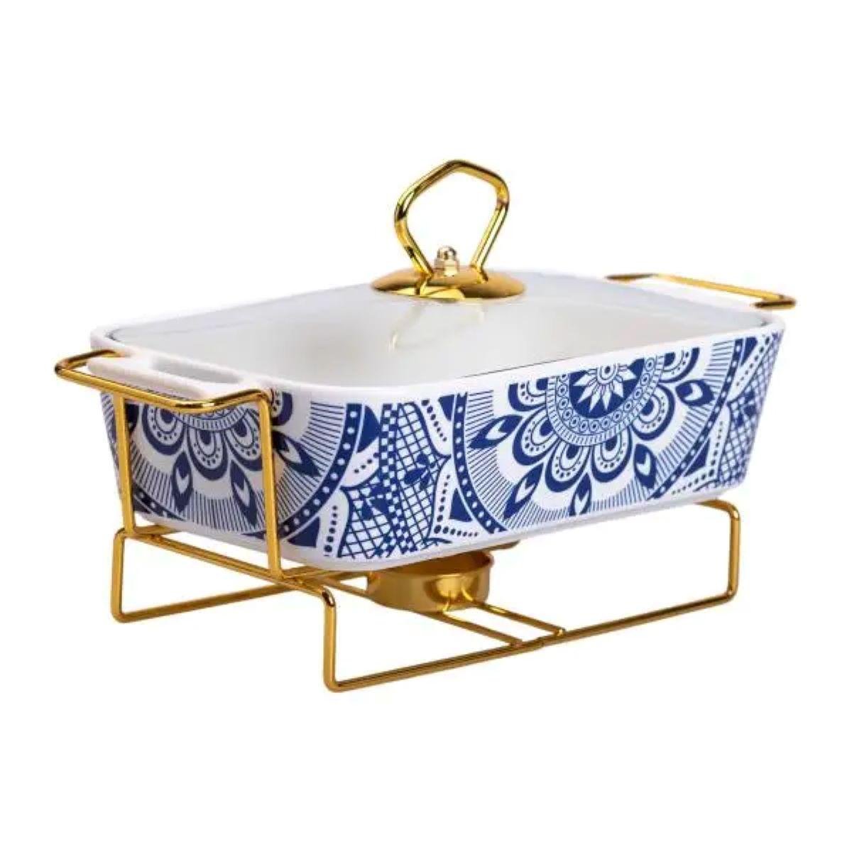 Мармит фарфоровый со стеклянной крышкой на металлической подставке 38х18,5х15,5 см 1 л - фото 2 Мармит фарфоровый со стеклянной крышкой на металлической подставке 38х18,5х15,5 см 1 л - фото 2