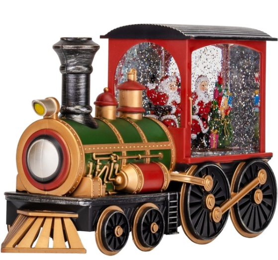 Ночник новогодний Xmas WDL-2110 Винтажный паровоз с эффектом снежного вихря от батареек (2761242034)