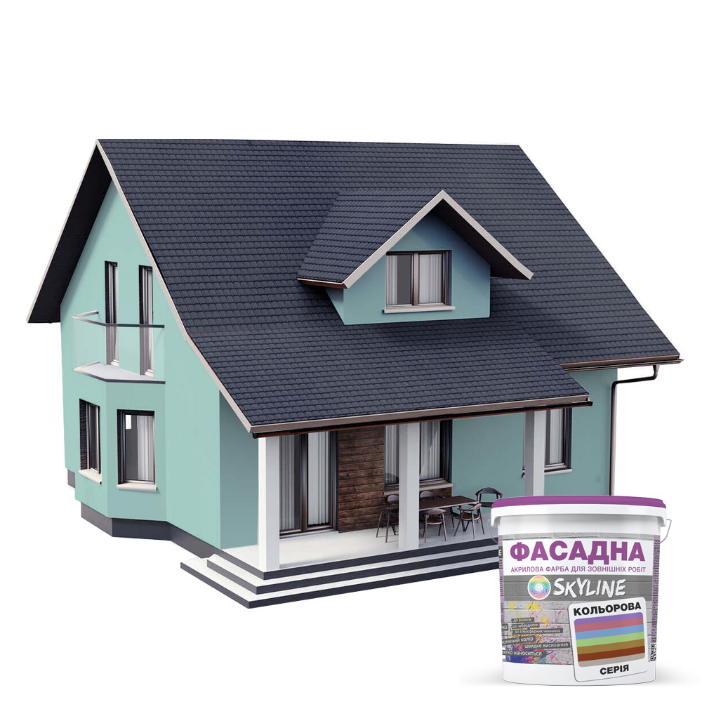 Краска фасадная акрил-латексная Skyline 1020-B10G 1 л Ларимар (686b904ce1a1ec59497f967b) - фото 3 Краска фасадная акрил-латексная Skyline 1020-B10G 1 л Ларимар (686b904ce1a1ec59497f967b) - фото 3