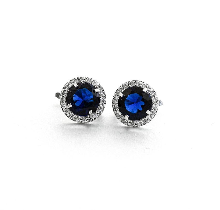 Сережки срібні з фіанітами Maxi Silver 7955 Синій (87955)
