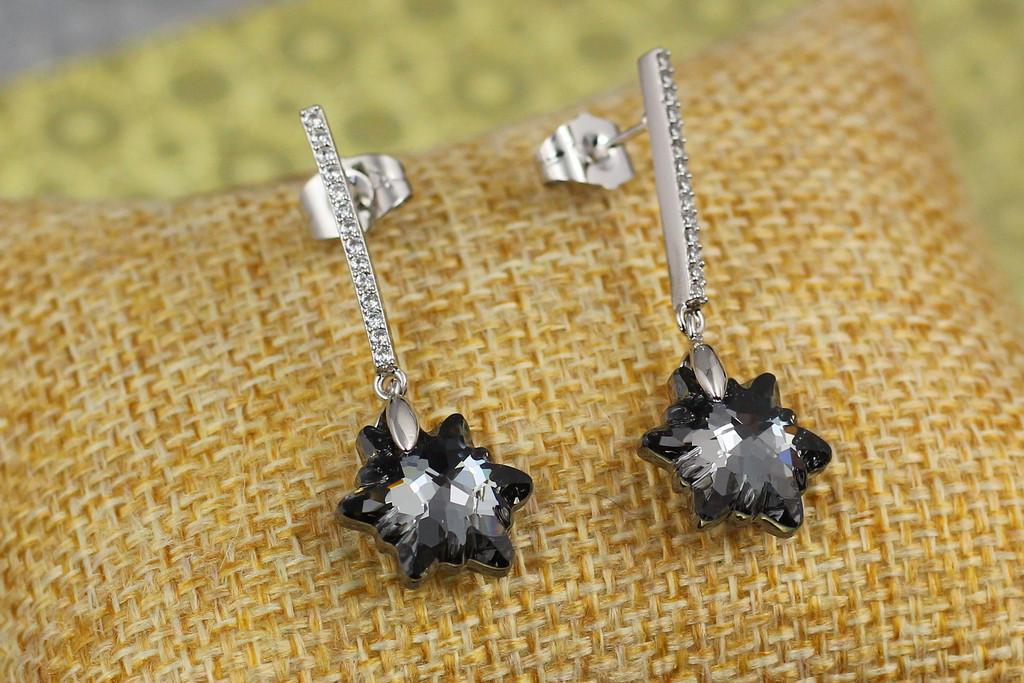 Серьги гвоздики Xuping Jewelry Путеводная звезда 3,5 см Серебристый/Черный хамелеон