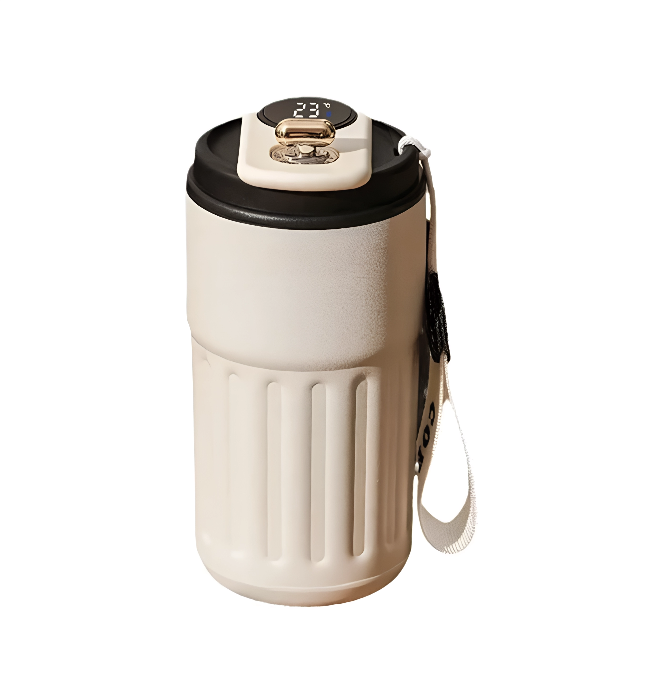 Термокухоль з інтелектуальним дисплеєм температури нержавіюча сталь з чорною кришкою 450 мл Білий (2466162331)