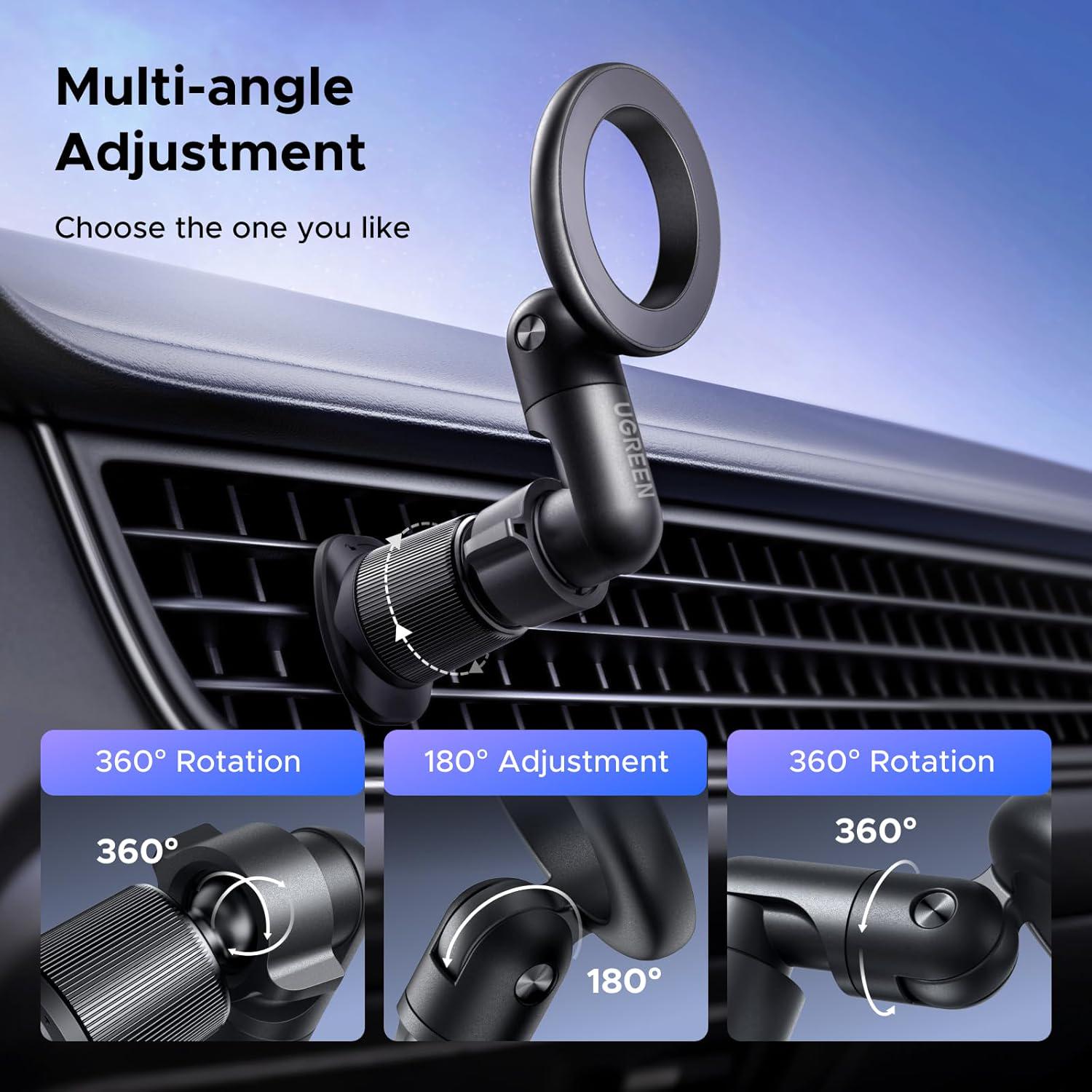 Крепление магнитное для телефона UGREEN LP923 с вращением на 360° для iPhone 16/15/14 Pro/Samsung/Xiaomi Black (65185) - фото 5 Крепление магнитное для телефона UGREEN LP923 с вращением на 360° для iPhone 16/15/14 Pro/Samsung/Xiaomi Black (65185) - фото 5