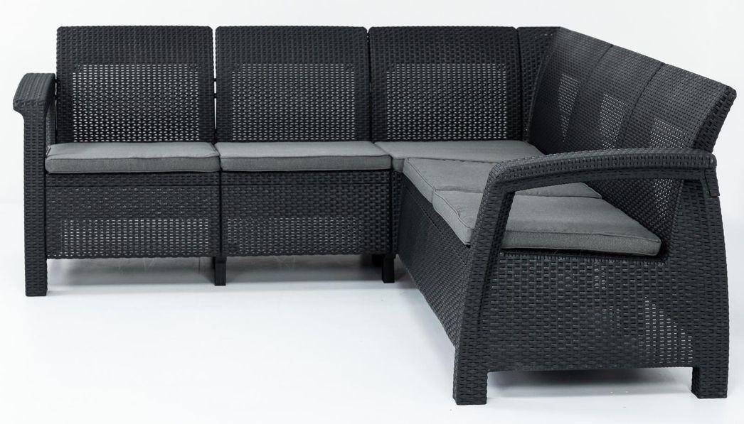 Садовый диван из пластика с подушками Keter Corfu Relax Графит (241726)