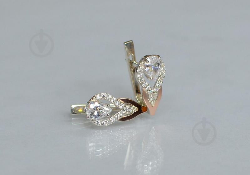 Серебряные серьги Sil с золотыми накладками 132s-9 Прозрачный (Sil-724)