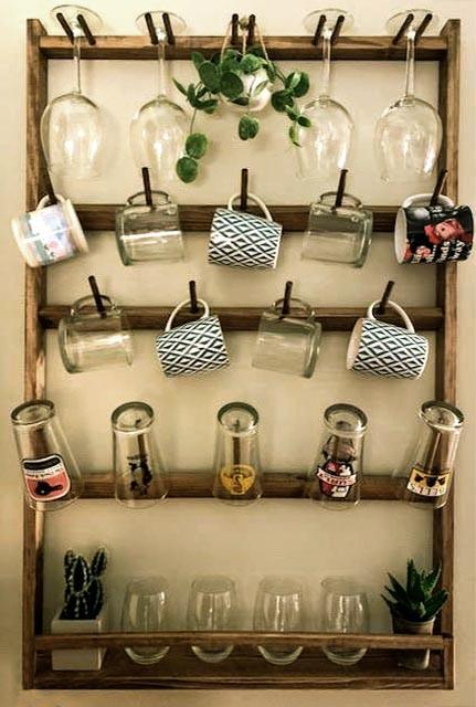 Полка для бокалов из дерева Антело Капучино (ОБС-001909)