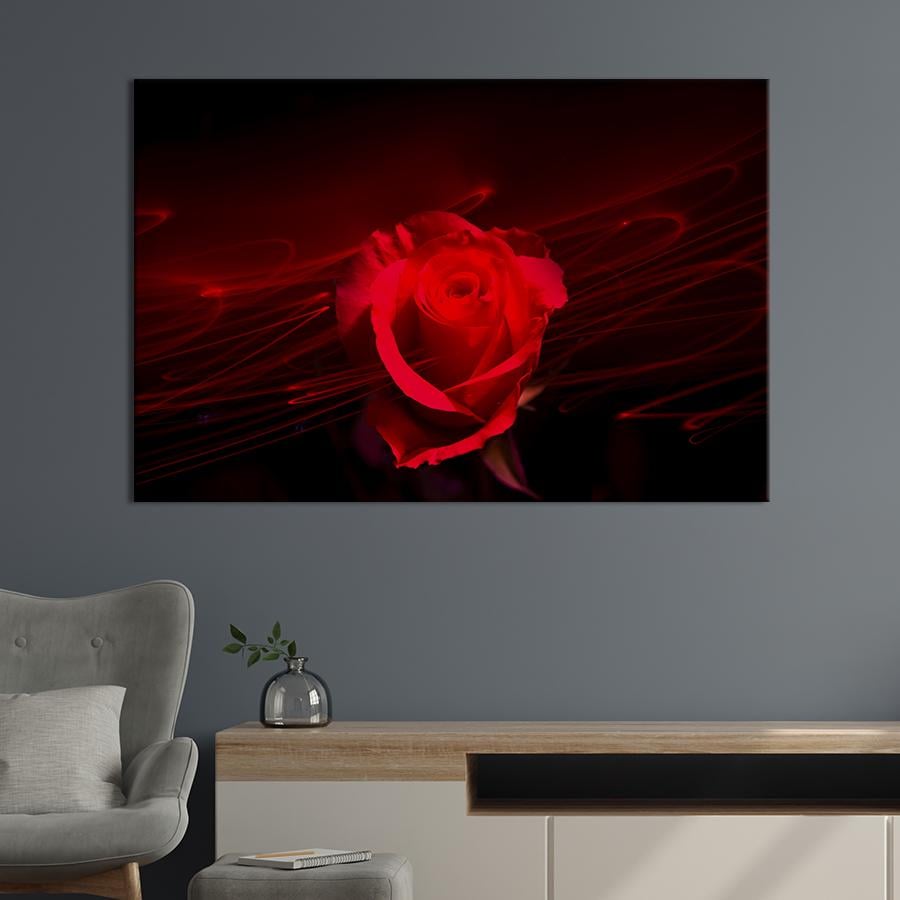 Картина на холсте Бутон красной розы 75x50 см (773-1)