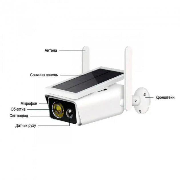 Камера видеонаблюдения WIFI Solar ABQ-Q1 2MP FHD-Contains two уличная не поворотная с солнечной панелью 18650 (9967267) - фото 2