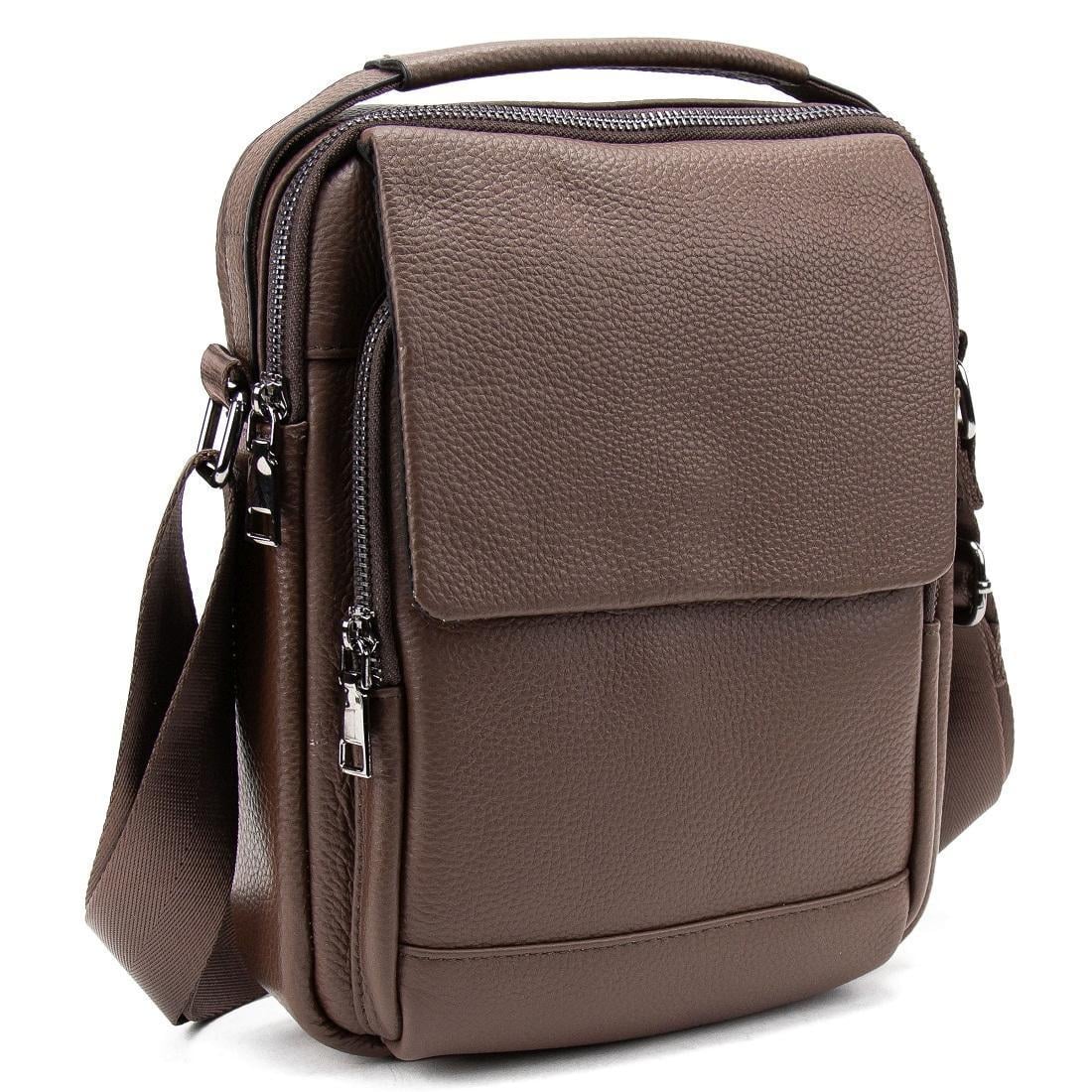 Мужская сумка кожаная Tiding Bag A25F-FL-9747C Коричневый (2816295410)