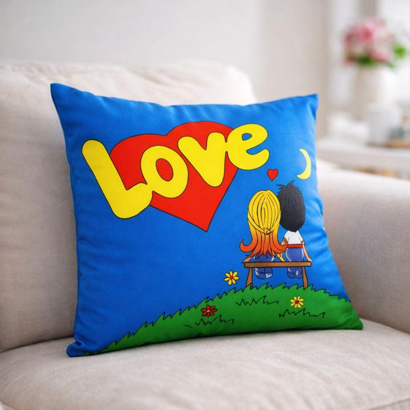 Подушка з принтом Love is 40х40 см Синій (sp7-809673596)