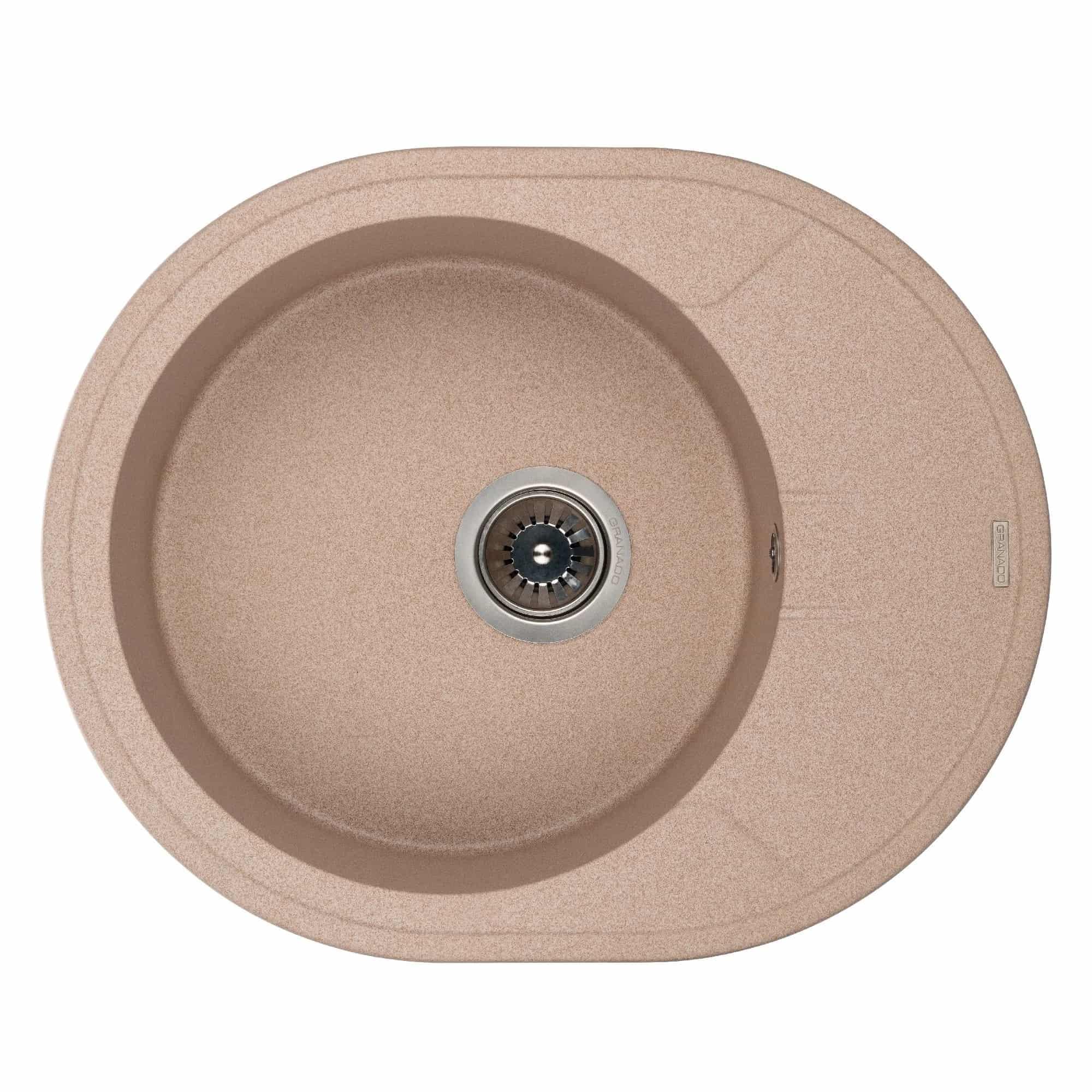 Мийка гранітна для кухні GRANADO Marbella 610x495 мм врізна овальна Бежевий матовий