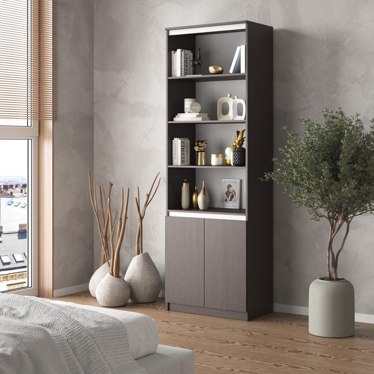 Шафа-пенал Вайс R-29 802х400х2110 мм Венге Темний/Білі планки (30775844)