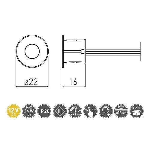 Вимикач сенсорний з регулюванням яскравості 12 V 24 W (AE-WDSB-10DIM) - фото 2